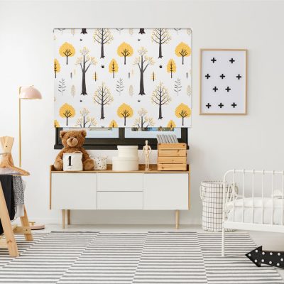 Yellow Woodland Trees roller blind includes a space themed roller blind perfect for decorating a children's room