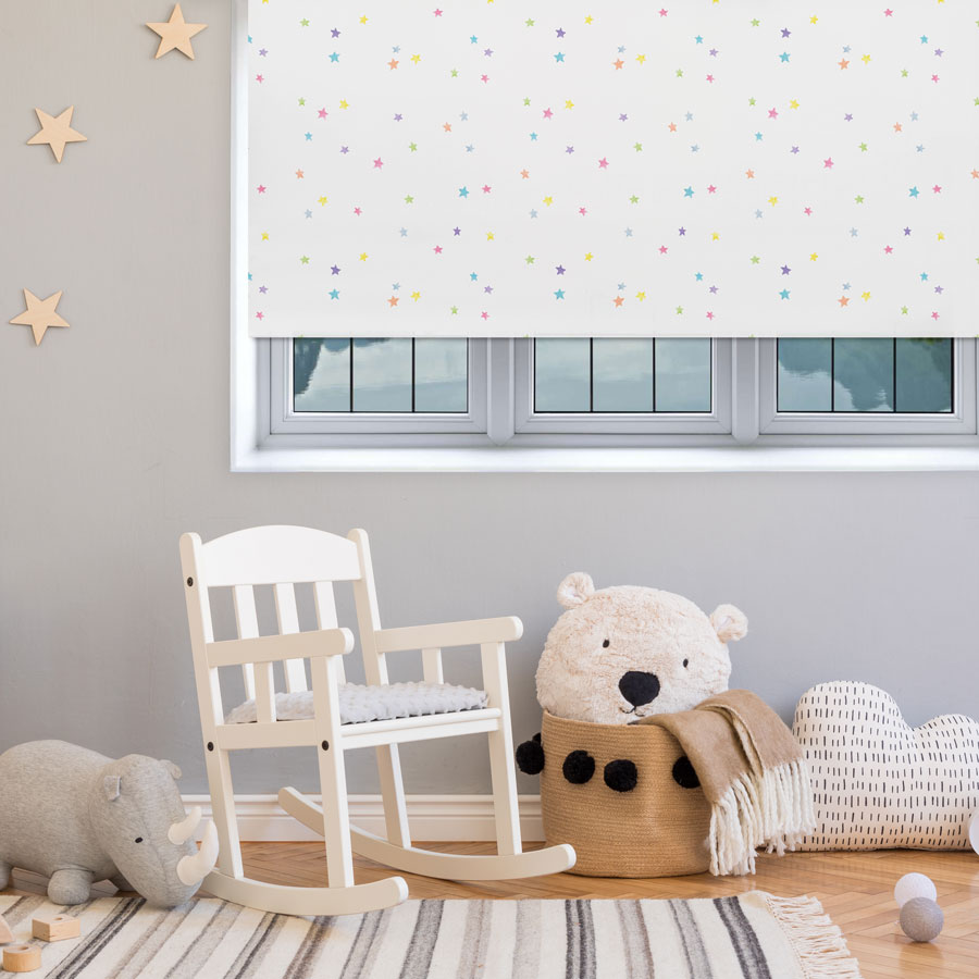 Multicoloured Stars roller blind includes a space themed roller blind perfect for decorating a children's room