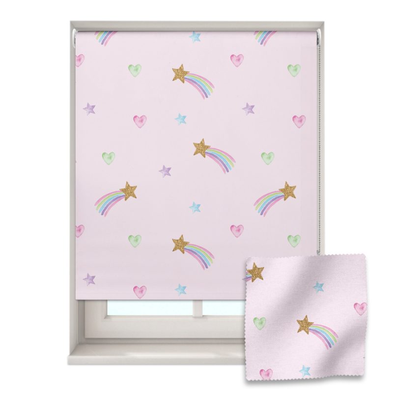 Pink Shooting Stars roller blind includes a space themed roller blind perfect for decorating a children's room