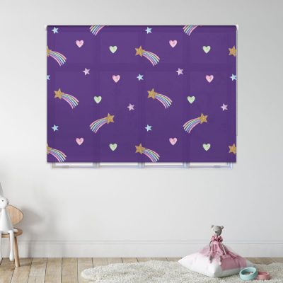 Purple Shooting Stars roller blind includes a space themed roller blind perfect for decorating a children's room