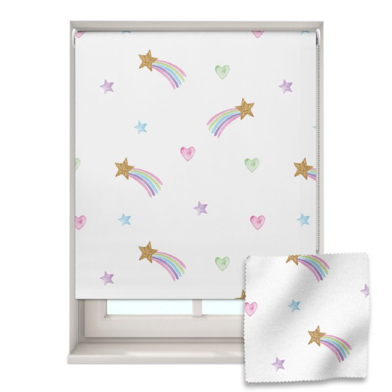 White Shooting Stars roller blind includes a space themed roller blind perfect for decorating a children's room