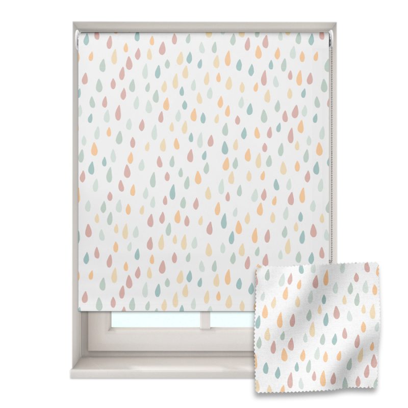 Pastel Raindrops roller blind includes a rainbow themed roller blind perfect for decorating a children's room