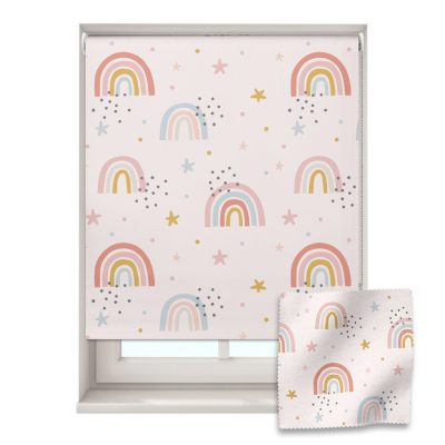 Pink rainbows & stars roller blind includes a rainbow themed roller blind perfect for decorating a children's room
