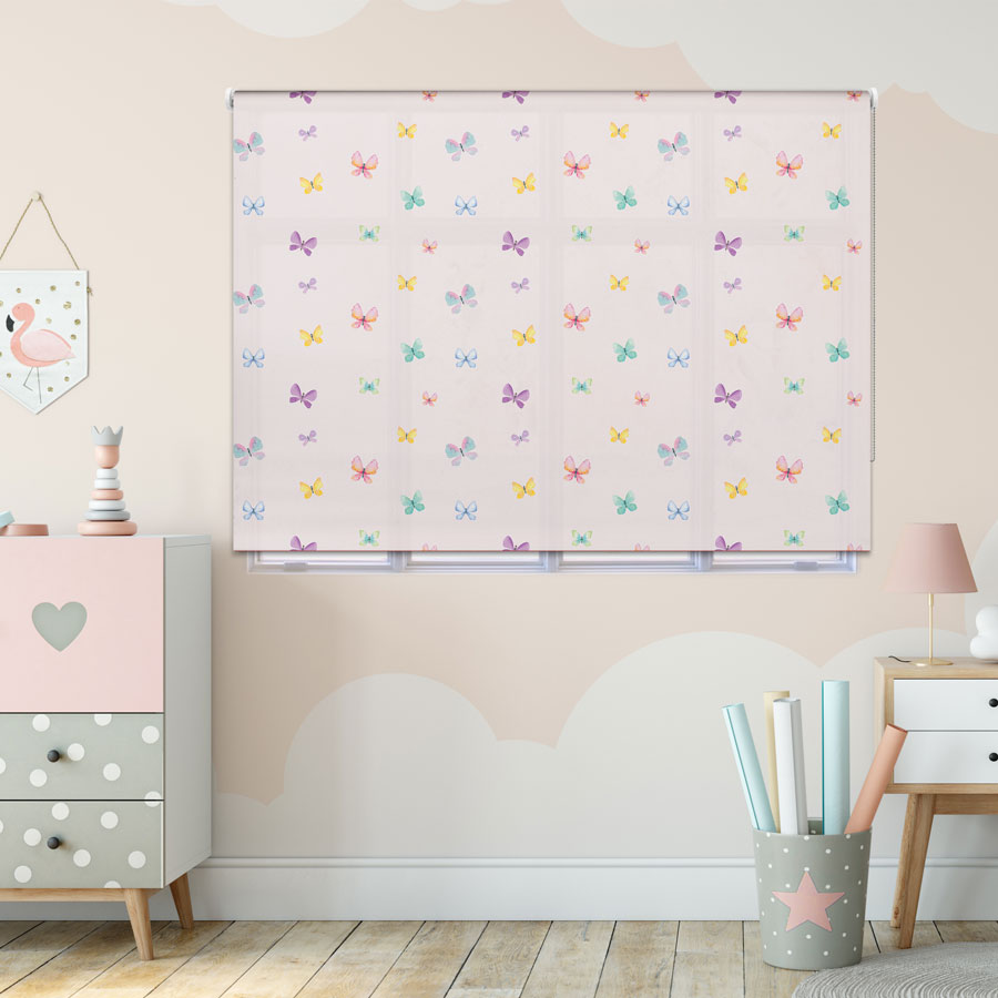 Pink Butterflies roller blind includes a rainbow themed roller blind perfect for decorating a children's room