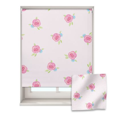 Roses on Pink roller blind includes a floral themed roller blind perfect for decorating a children's room