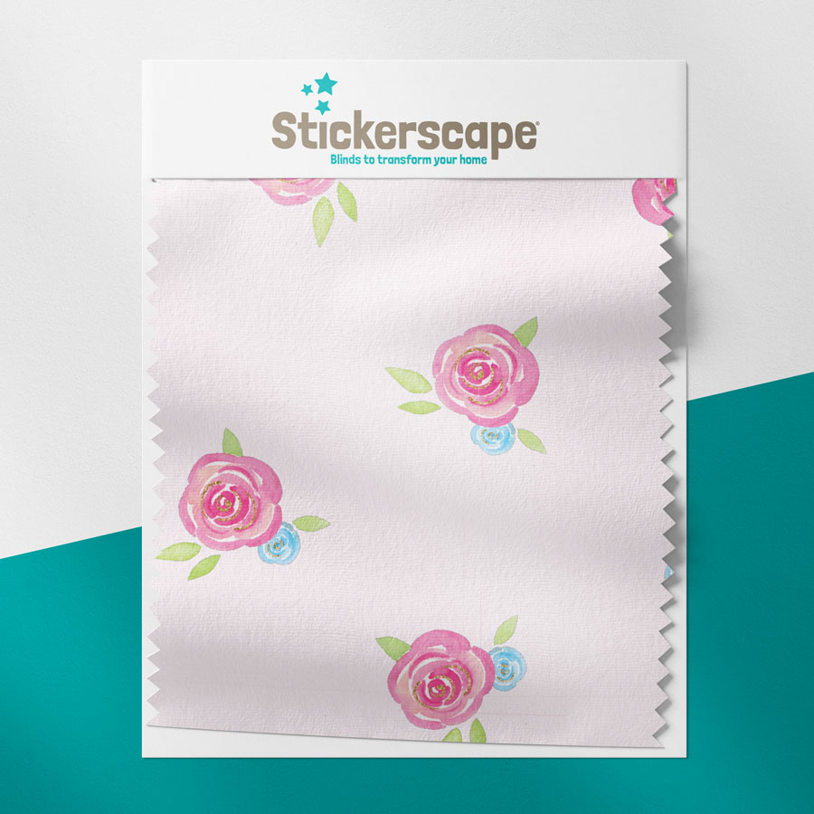 Roses on Pink swatch for roller blind