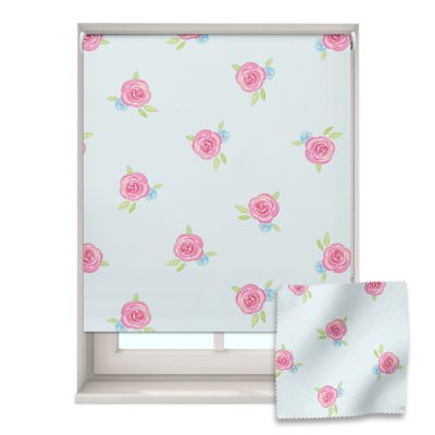 Roses on Blue roller blind includes a floral themed roller blind perfect for decorating a children's room