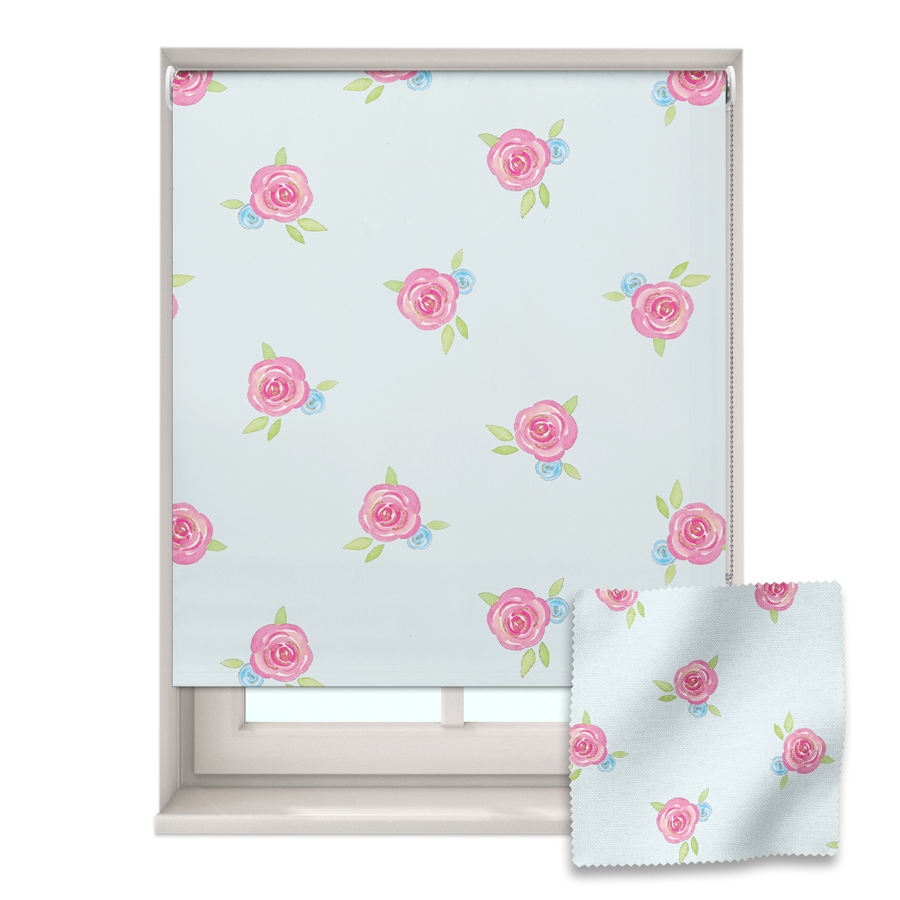 Roses on Blue roller blind includes a floral themed roller blind perfect for decorating a children's room