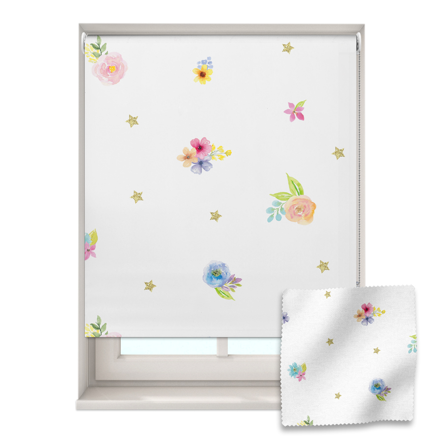 Flowers & Stars roller blind includes a floral themed roller blind perfect for decorating a children's room