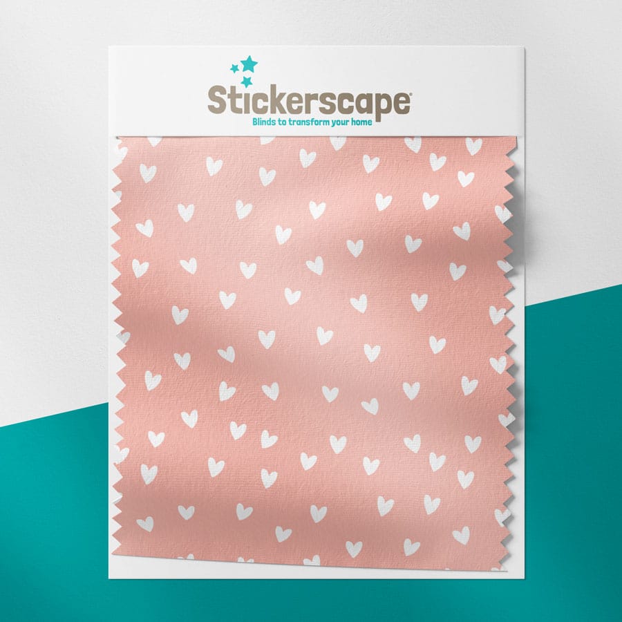 Pink and White Hearts swatch for roller blind