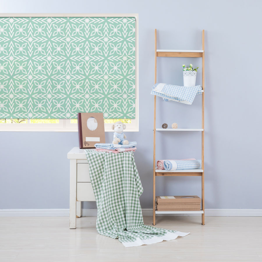 Modern Green Diamonds roller blind includes a heart themed roller blind perfect for decorating a children's room