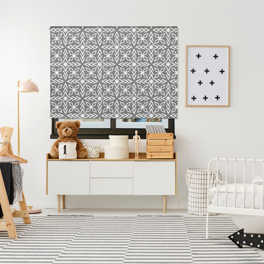 Modern Grey Diamonds roller blind includes a heart themed roller blind perfect for decorating a children's room