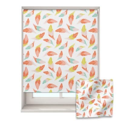 Tropical Feathers roller blind includes a heart themed roller blind perfect for decorating a children's room
