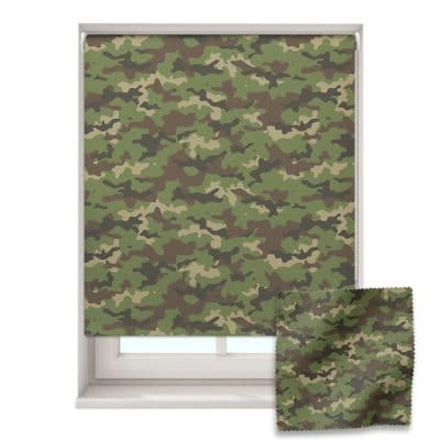 Green Camouflage roller blind includes a camouflage themed roller blind perfect for decorating a children's room